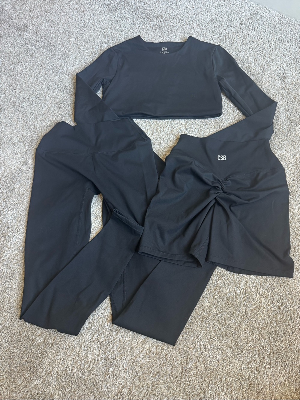 CSB Freedom Bundle — Long Sleeve Crop + Scrunch Leggings & Biker Shorts — S + M